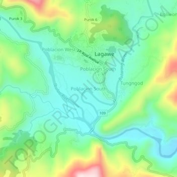 Mappa topografica Poblacion South, altitudine, rilievo