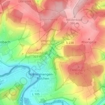 Mappa topografica Gräfinthal, altitudine, rilievo