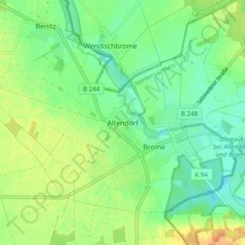 Mappa topografica Altendorf, altitudine, rilievo
