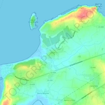 Mappa topografica Loredo, altitudine, rilievo