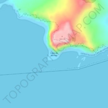 Mappa topografica Cap Horn, altitudine, rilievo