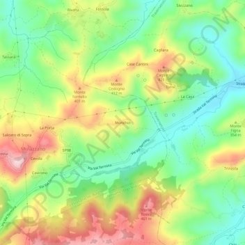 Mappa topografica Monchio, altitudine, rilievo