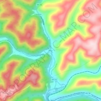 Mappa topografica Dixie, altitudine, rilievo
