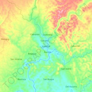 Mappa topografica Jovellar, altitudine, rilievo