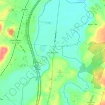 Mappa topografica Locust Grove, altitudine, rilievo