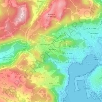 Mappa topografica Balón, altitudine, rilievo