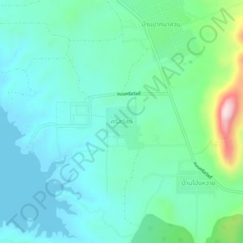 Mappa topografica Si Sawat, altitudine, rilievo
