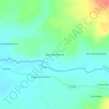 Mappa topografica Tabuleiro Grande, altitudine, rilievo