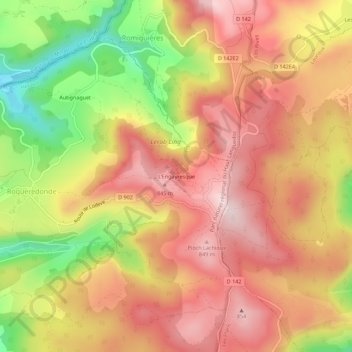 Mappa topografica L'Engayresque, altitudine, rilievo