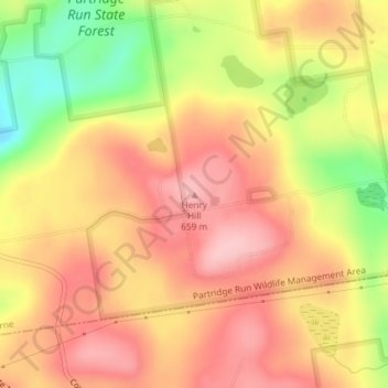 Mappa topografica Henry Hill, altitudine, rilievo