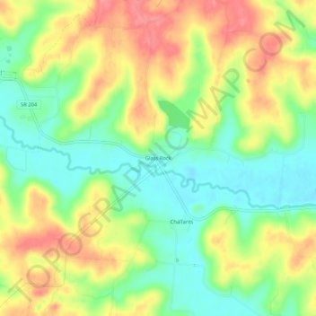 Mappa topografica Glass Rock, altitudine, rilievo