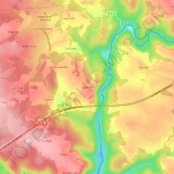 Mappa topografica Lagarde, altitudine, rilievo