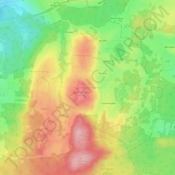 Mappa topografica Hauptmannsgreut, altitudine, rilievo