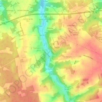 Mappa topografica La Cave Ravouée, altitudine, rilievo