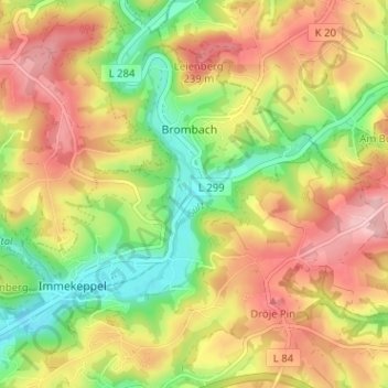 Mappa topografica Obersteeg, altitudine, rilievo