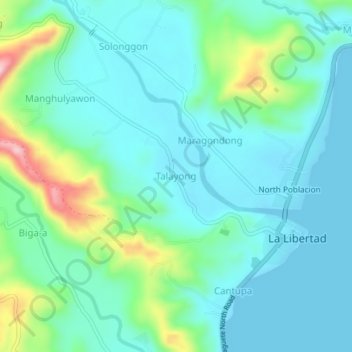 Mappa topografica Talayong, altitudine, rilievo