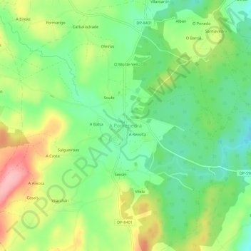 Mappa topografica A Pontepedra, altitudine, rilievo