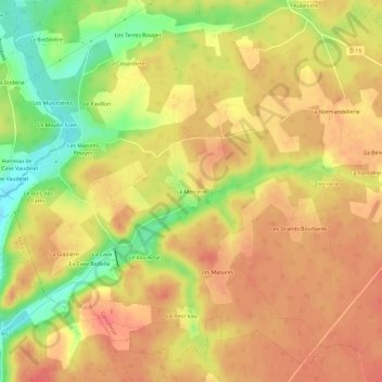 Mappa topografica La Mercerie, altitudine, rilievo