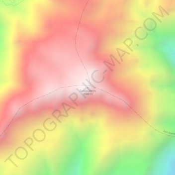 Mappa topografica Cinco Cerros, altitudine, rilievo
