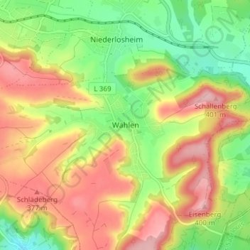 Mappa topografica Wahlen, altitudine, rilievo