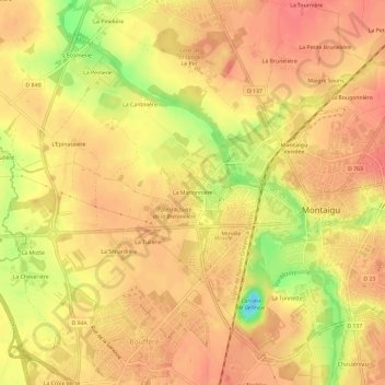Mappa topografica La Marionnière, altitudine, rilievo