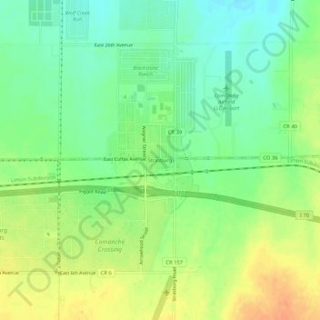 Mappa topografica Strasburg, altitudine, rilievo