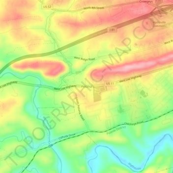 Mappa topografica Petunia, altitudine, rilievo