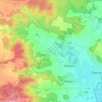 Mappa topografica Lefitz, altitudine, rilievo