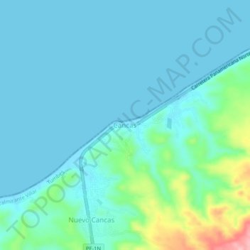 Mappa topografica Cancas, altitudine, rilievo