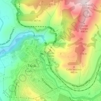 Mappa topografica Monte Catillo, altitudine, rilievo