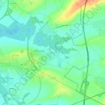 Mappa topografica Belley, altitudine, rilievo