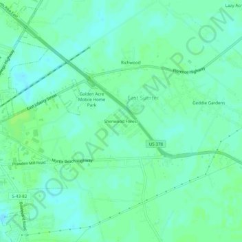 Mappa topografica Sherwood Forest, altitudine, rilievo