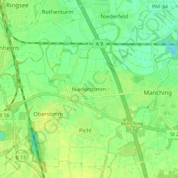 Mappa topografica Niederstimm, altitudine, rilievo
