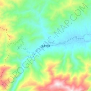 Mappa topografica 骆家坝镇, altitudine, rilievo