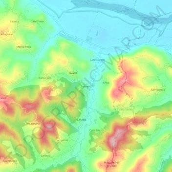 Mappa topografica Sulpiano, altitudine, rilievo