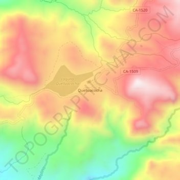 Mappa topografica Quelluacocha, altitudine, rilievo