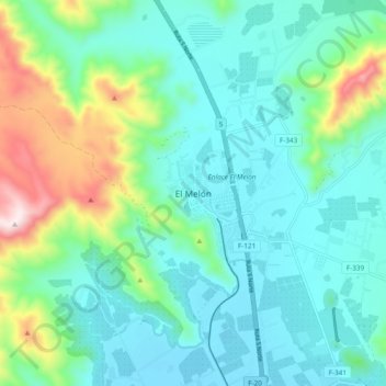 Mappa topografica El Melón, altitudine, rilievo