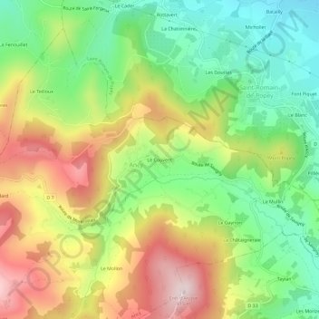 Mappa topografica Le Couvent, altitudine, rilievo