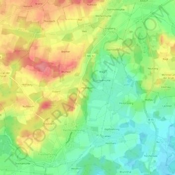 Mappa topografica Heimbuch, altitudine, rilievo