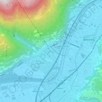 Mappa topografica Monte Carasso, altitudine, rilievo