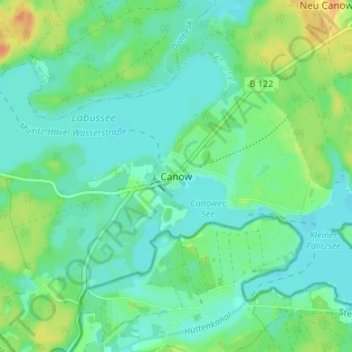 Mappa topografica Canow, altitudine, rilievo
