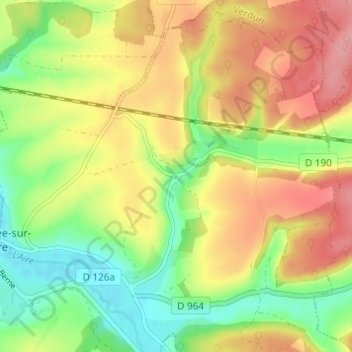 Mappa topografica Deuxnouds-devant-Beauzée, altitudine, rilievo