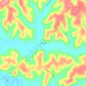 Mappa topografica Guernsey, altitudine, rilievo