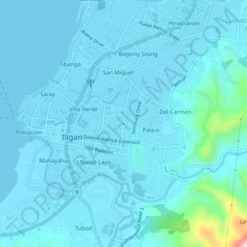 Mappa topografica Pala-o, altitudine, rilievo
