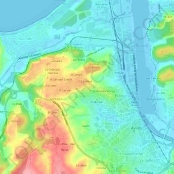 Mappa topografica Solaiglesia, altitudine, rilievo