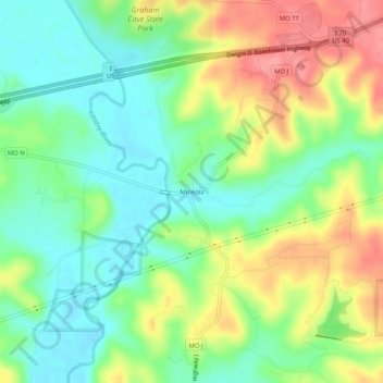 Mappa topografica Mineola, altitudine, rilievo
