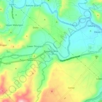 Mappa topografica Pagan Grande, altitudine, rilievo