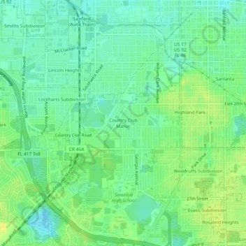 Mappa topografica Country Club Manor, altitudine, rilievo