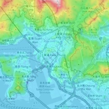 Mappa topografica 葵涌, altitudine, rilievo