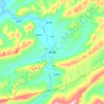 Mappa topografica 阜川镇, altitudine, rilievo
